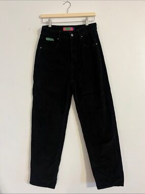 Empyre Black Corduroy Shorts with Pink & Green Logo Patch